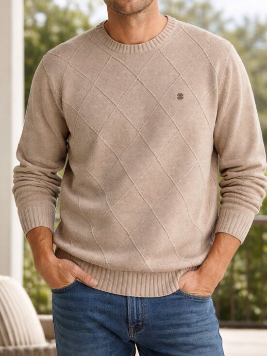 Izod Other - Izod Beige Cotton Knit Crewneck Large Pullover Sweater